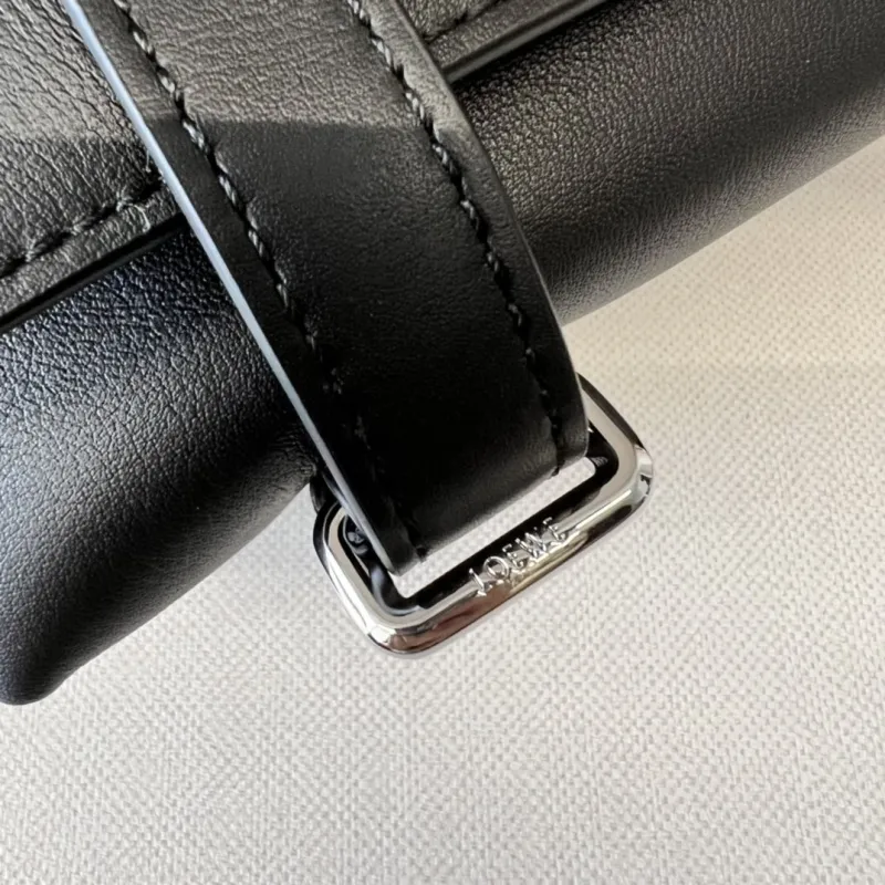 LOEWE Black Leather Crossbody Satchel Bag 486 - Image 6