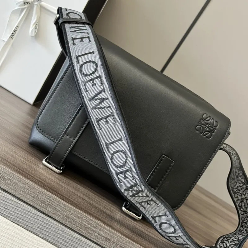 LOEWE Black Leather Crossbody Satchel Bag 486 - Image 7