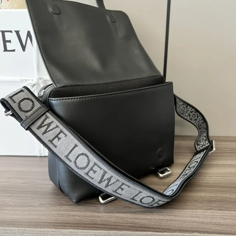LOEWE Black Leather Crossbody Satchel Bag 486 - Image 8