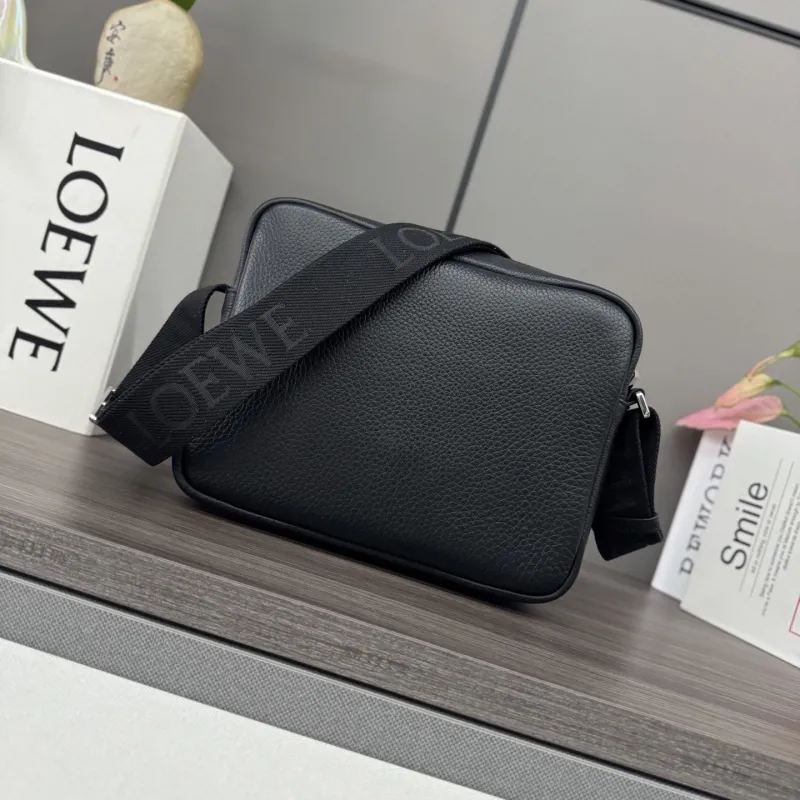 LOEWE Black Leather Crossbody Messenger Bag 489 - Image 3