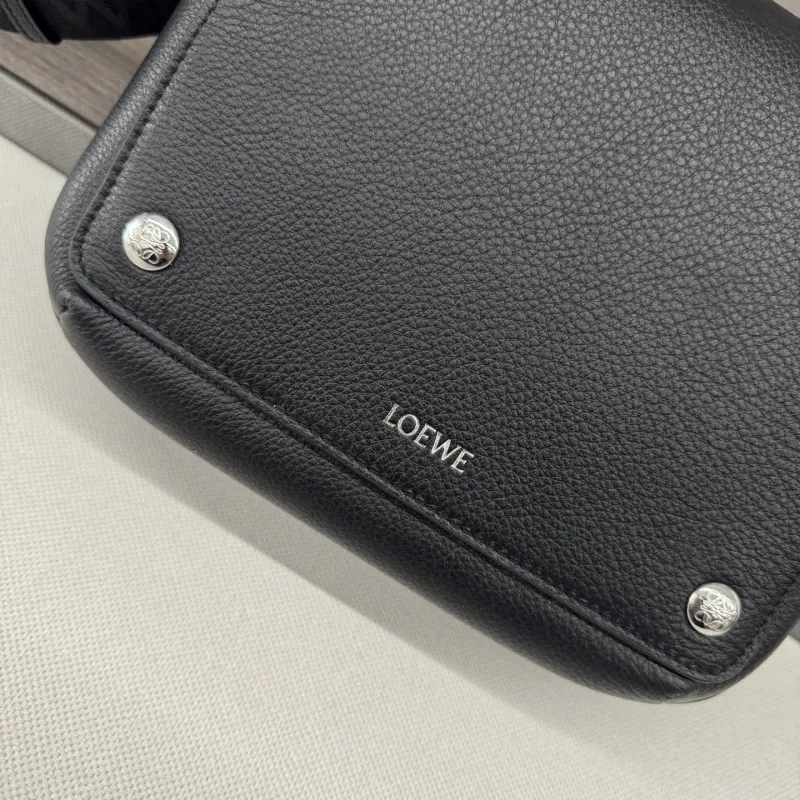 LOEWE Black Leather Crossbody Messenger Bag 489 - Image 6
