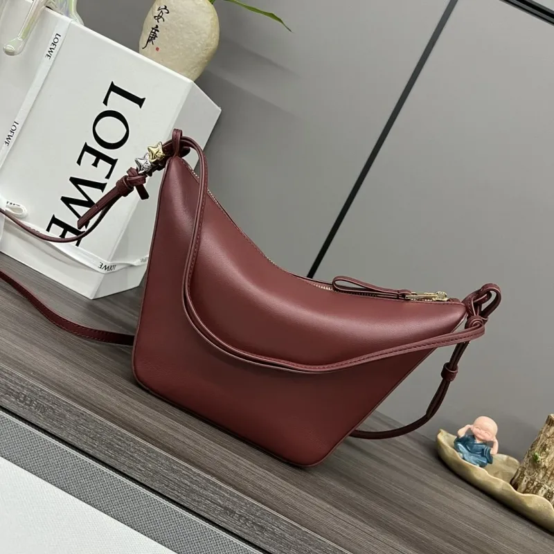 LOEWE Burgundy Leather Crossbody Satchel Bag