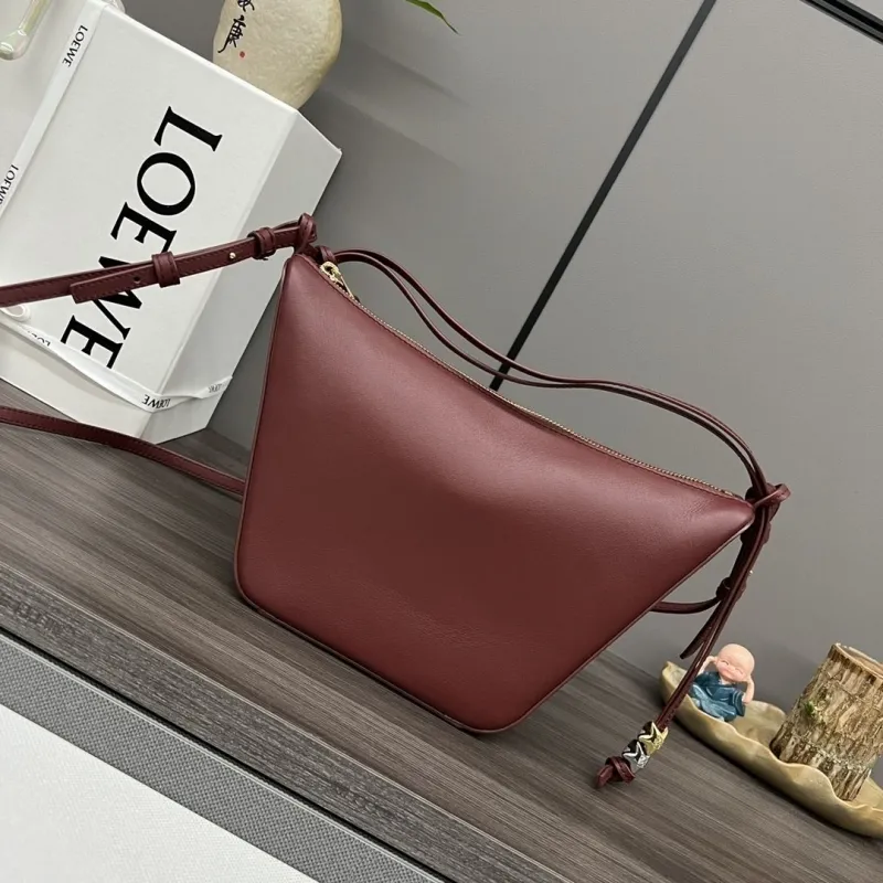 LOEWE Burgundy Leather Crossbody Satchel Bag - Image 3