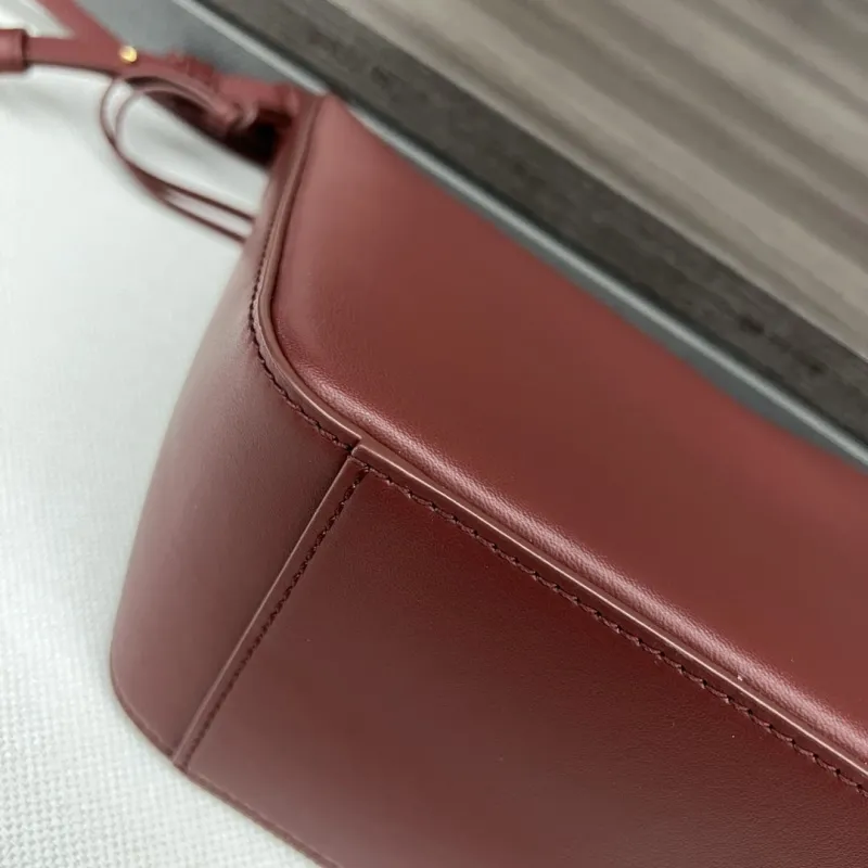 LOEWE Burgundy Leather Crossbody Satchel Bag - Image 7