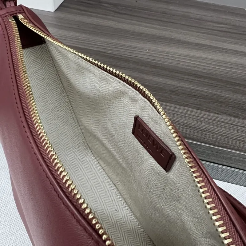 LOEWE Burgundy Leather Crossbody Satchel Bag - Image 8