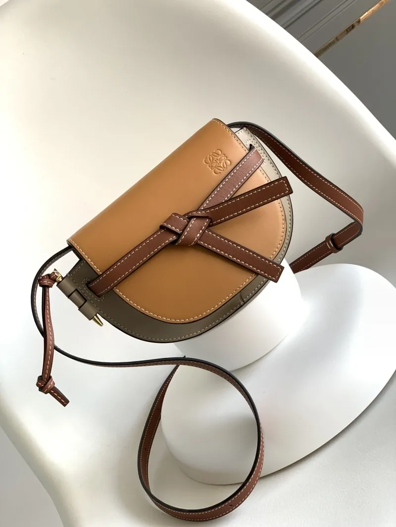 Loewe Tan Gray Saddle Crossbody Bag