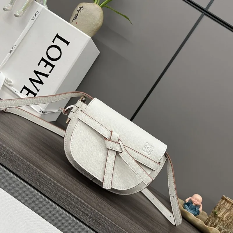 LOEWE White Mini Saddle Crossbody Bag