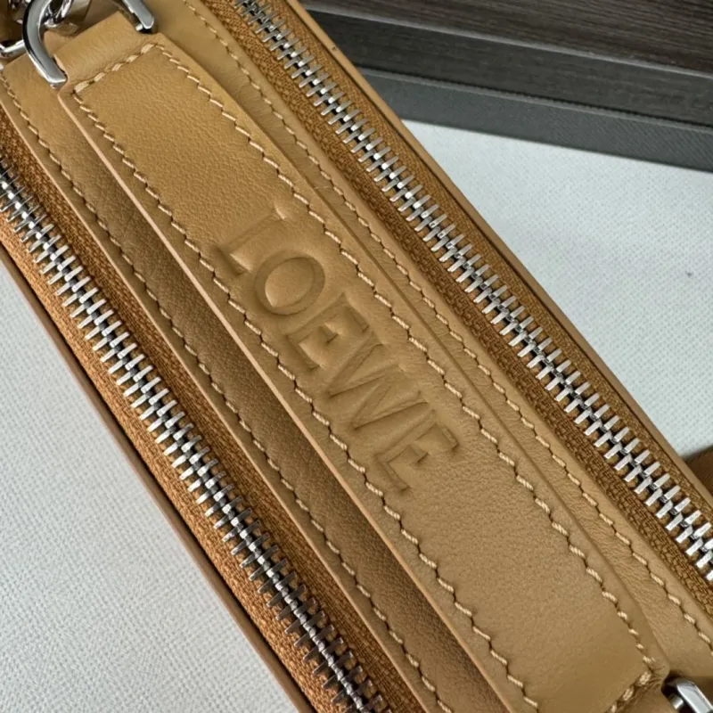 LOEWE Tan Leather Satchel Crossbody Bag 513 - Image 6