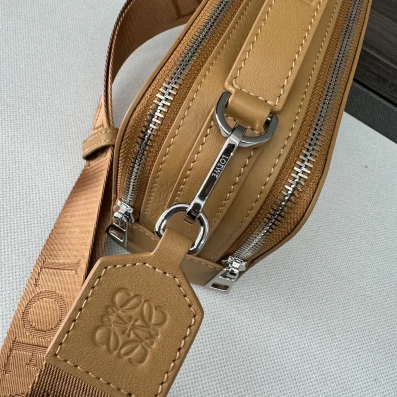 LOEWE Tan Leather Satchel Crossbody Bag 513 - Image 7