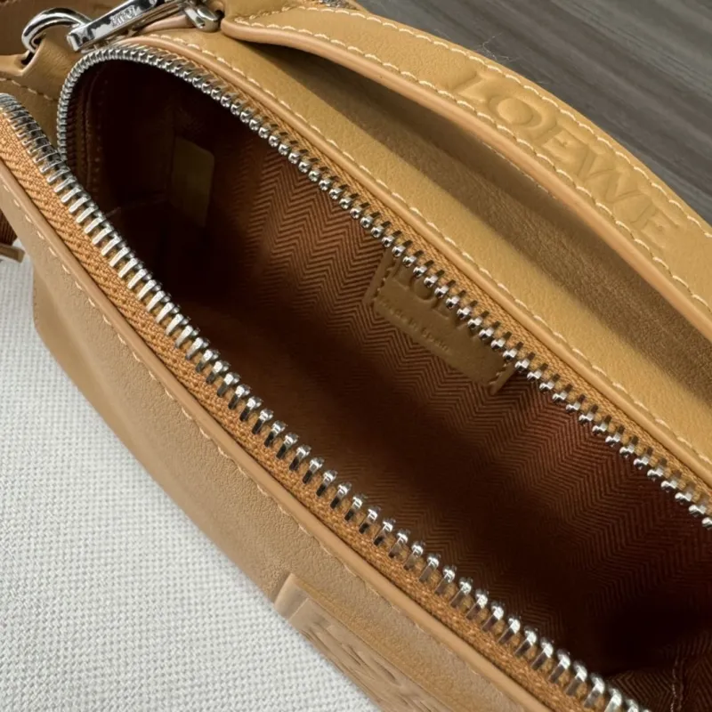 LOEWE Tan Leather Satchel Crossbody Bag 513 - Image 8