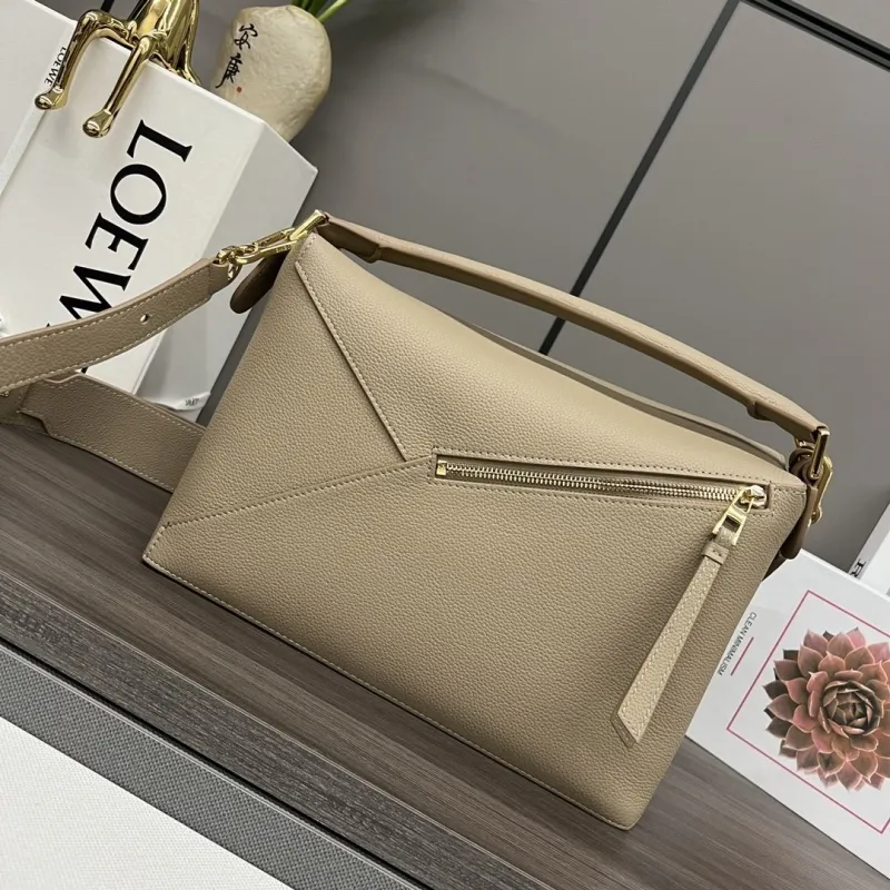 LOEWE Beige Leather Satchel Bag 519 - Image 4