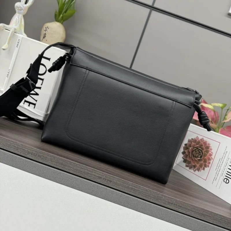 LOEWE Black Leather Crossbody Messenger Bag - Image 3