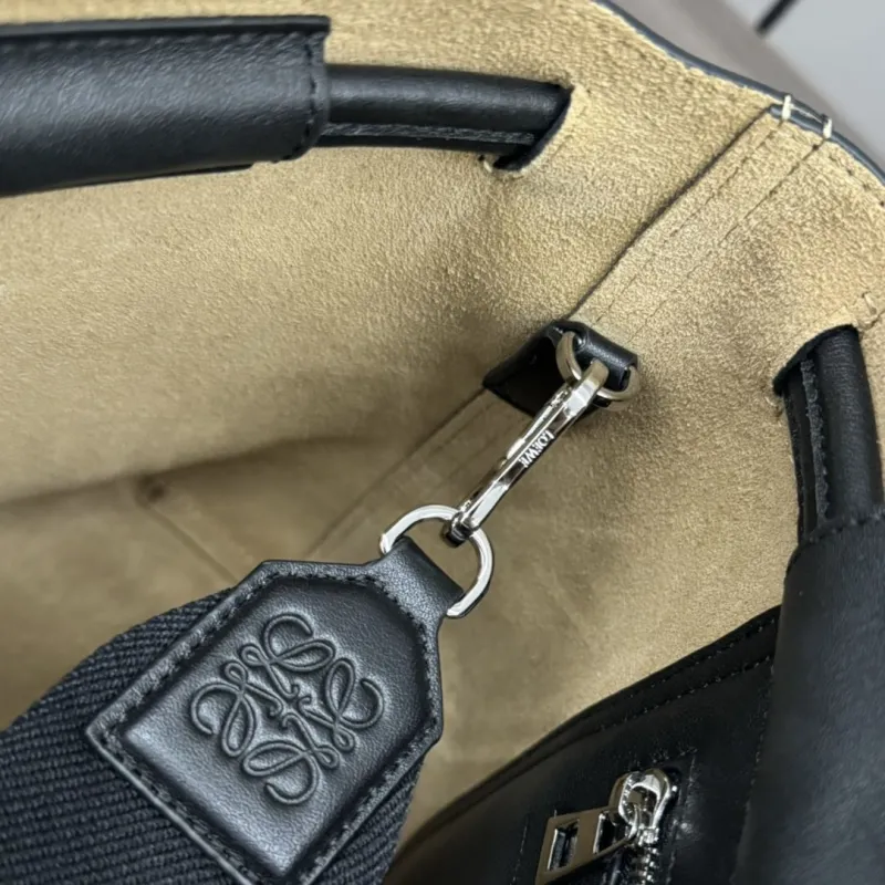 LOEWE Black Leather Crossbody Messenger Bag - Image 5