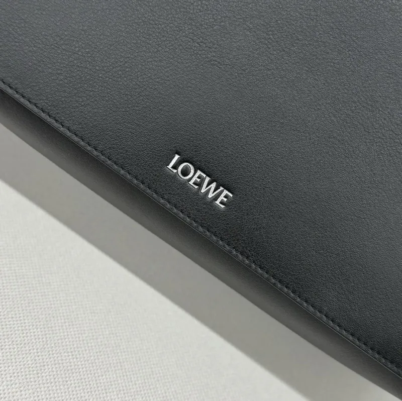 LOEWE Black Leather Crossbody Messenger Bag - Image 6