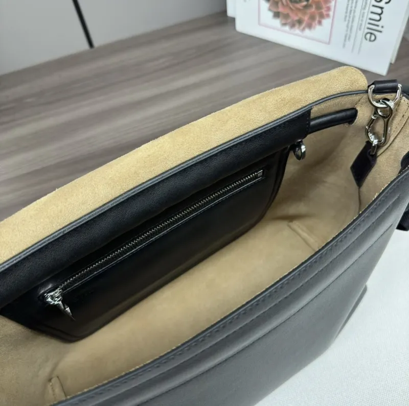 LOEWE Black Leather Crossbody Messenger Bag - Image 8