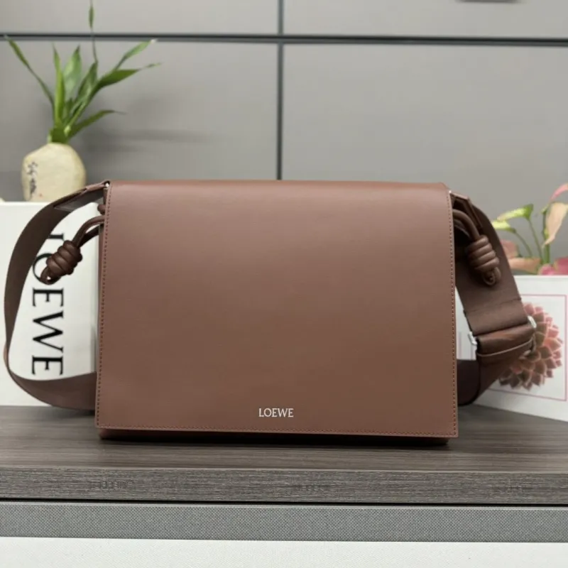 LOEWE Brown Leather Satchel Crossbody Bag 527