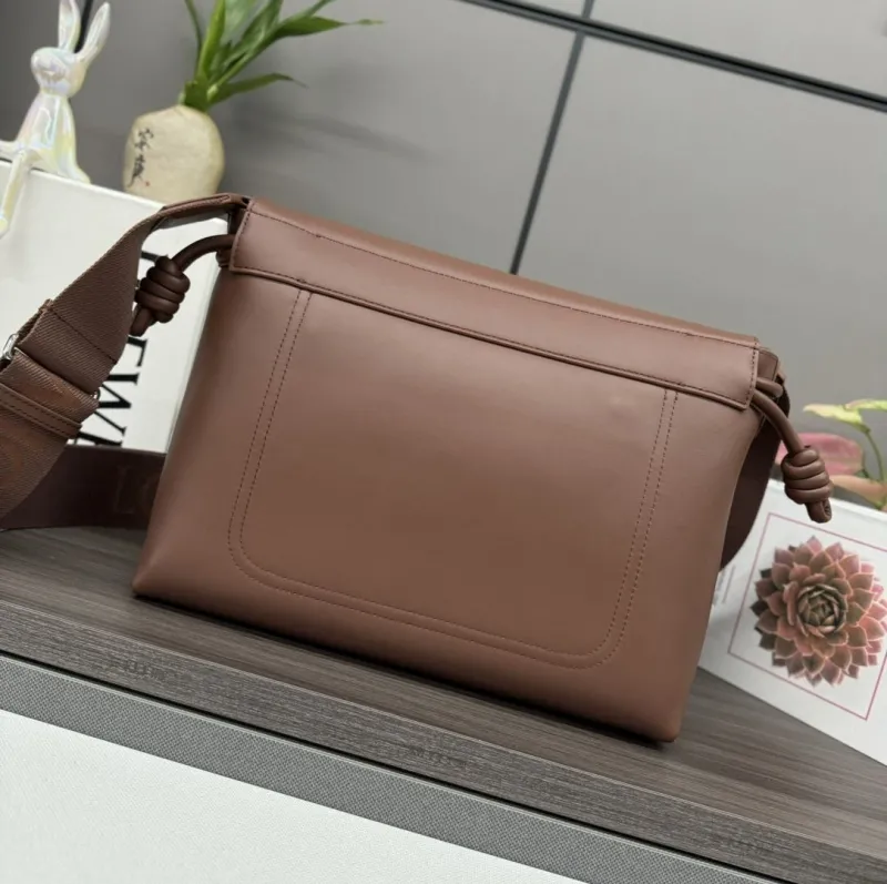 LOEWE Brown Leather Satchel Crossbody Bag 527 - Image 3