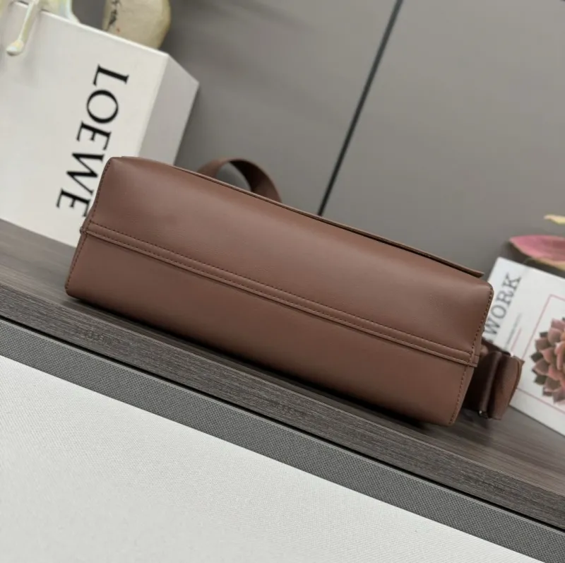 LOEWE Brown Leather Satchel Crossbody Bag 527 - Image 4