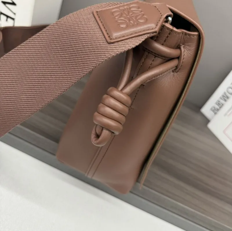 LOEWE Brown Leather Satchel Crossbody Bag 527 - Image 6