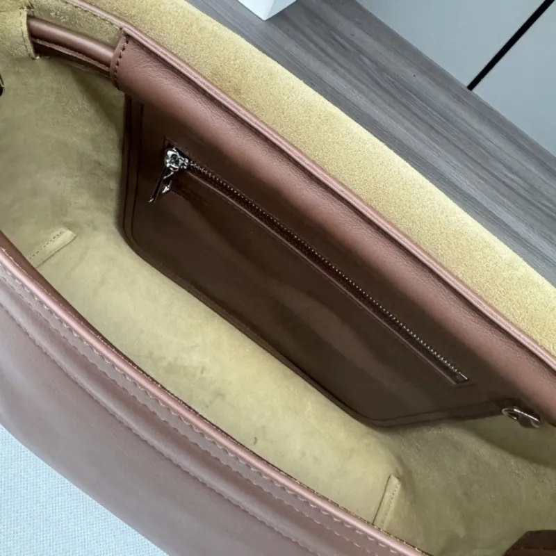 LOEWE Brown Leather Satchel Crossbody Bag 527 - Image 8