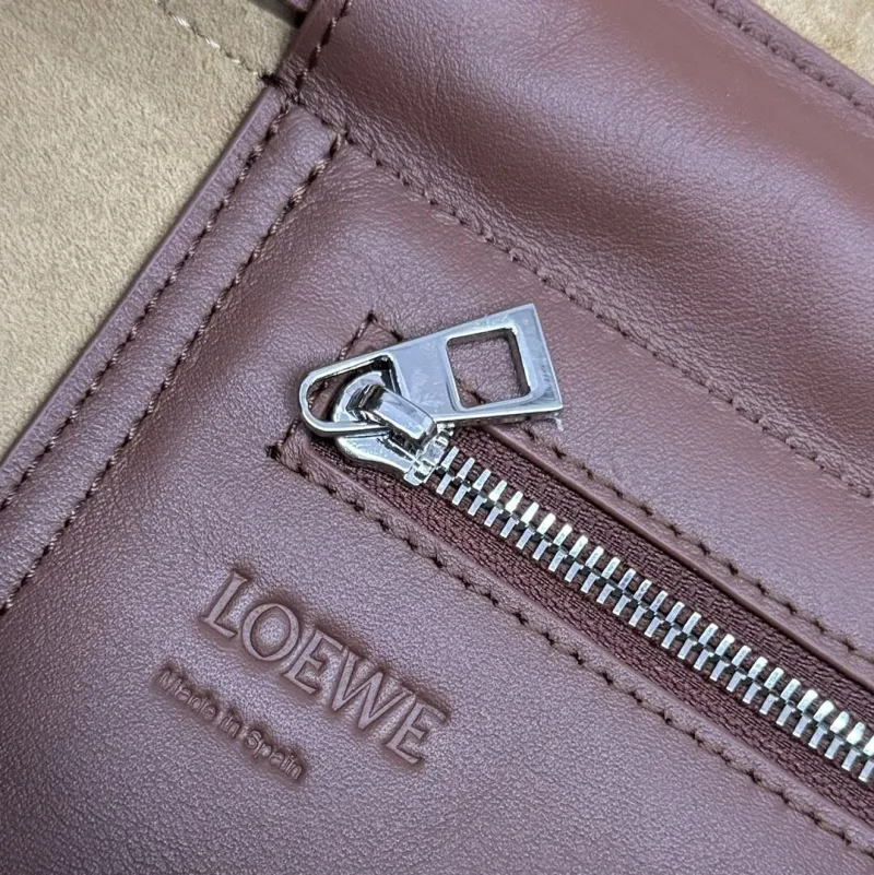 LOEWE Brown Leather Satchel Crossbody Bag 527 - Image 9
