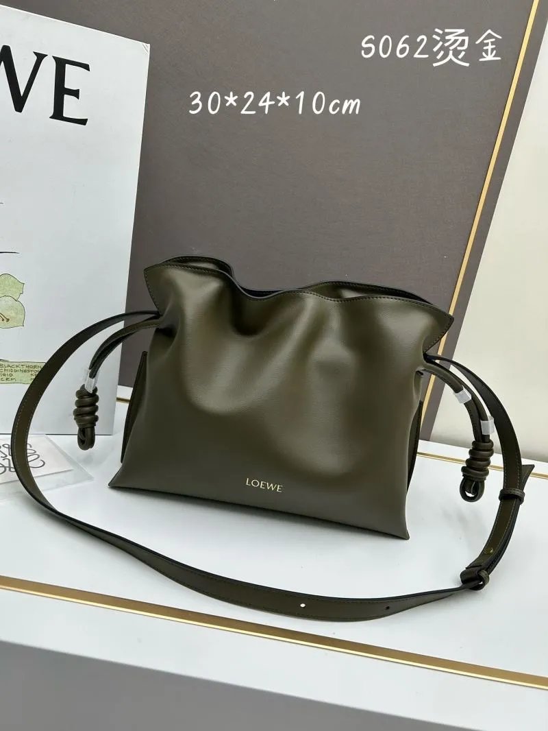 LOEWE Olive Green Leather Crossbody Bag S062