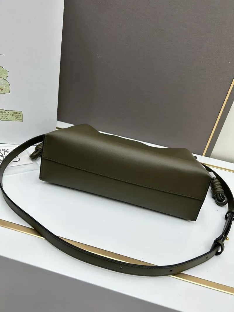 LOEWE Olive Green Leather Crossbody Bag S062 - Image 5