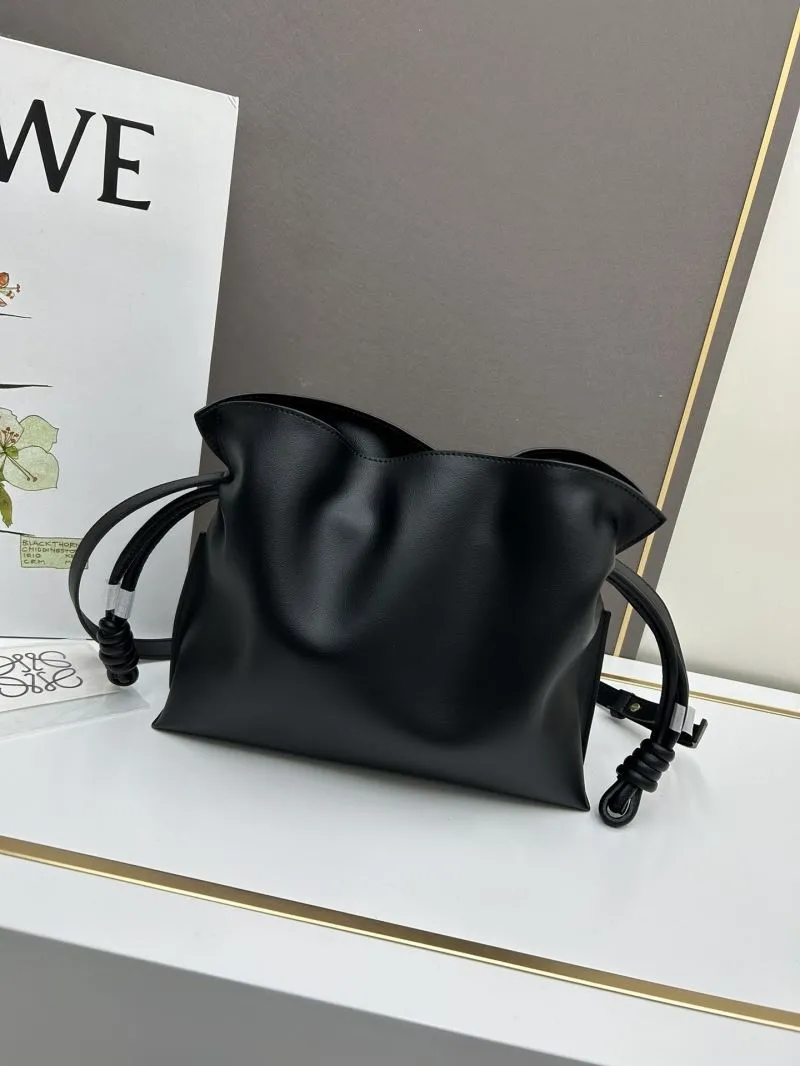 LOEWE S062 Black Leather Satchel Crossbody Bag - Image 3