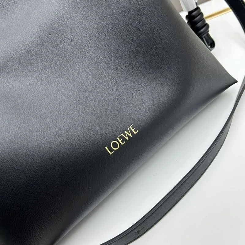 LOEWE S062 Black Leather Satchel Crossbody Bag - Image 4