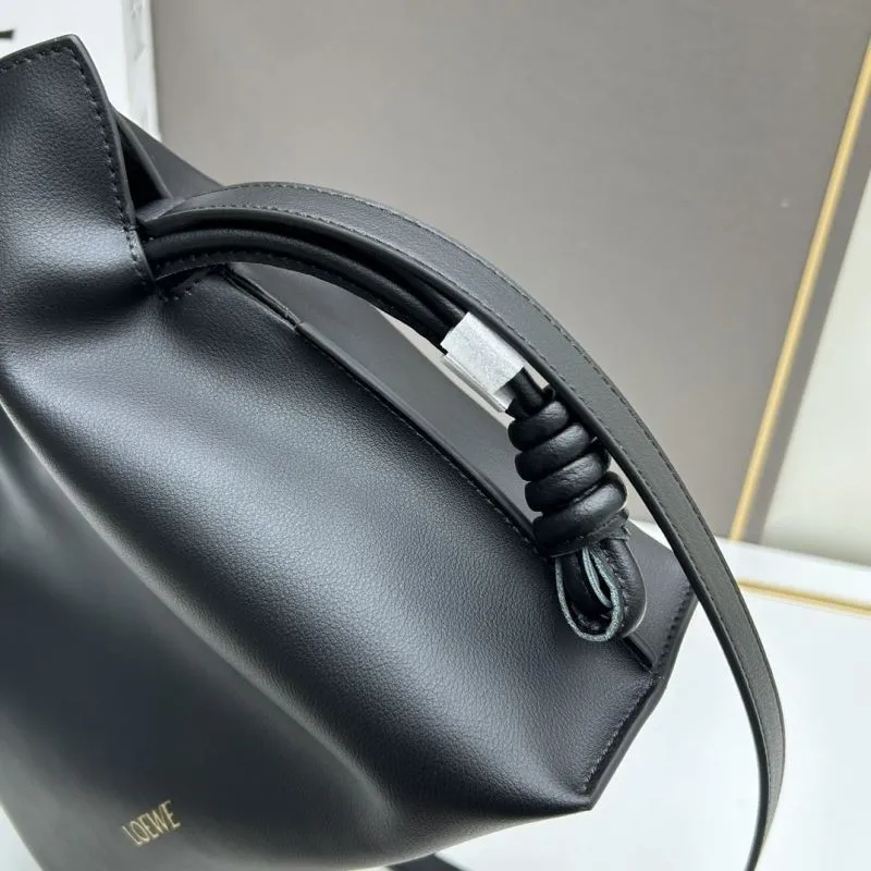 LOEWE S062 Black Leather Satchel Crossbody Bag - Image 5