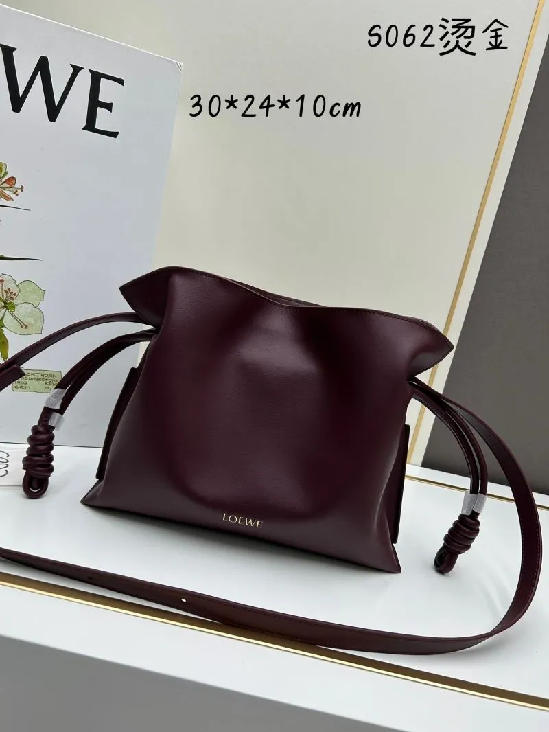 LOEWE Burgundy Leather Satchel Bag S062