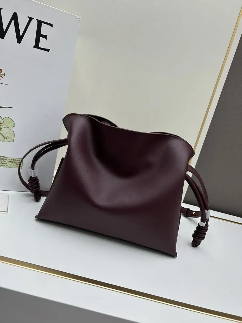LOEWE Burgundy Leather Satchel Bag S062 - Image 3