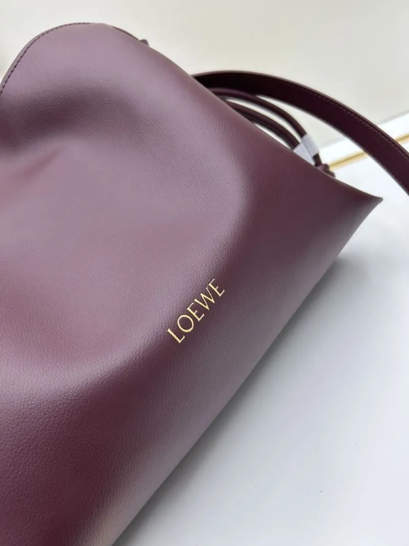 LOEWE Burgundy Leather Satchel Bag S062 - Image 4
