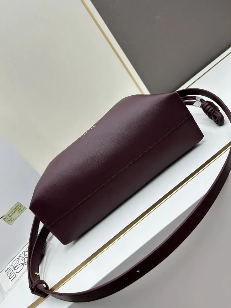LOEWE Burgundy Leather Satchel Bag S062 - Image 5