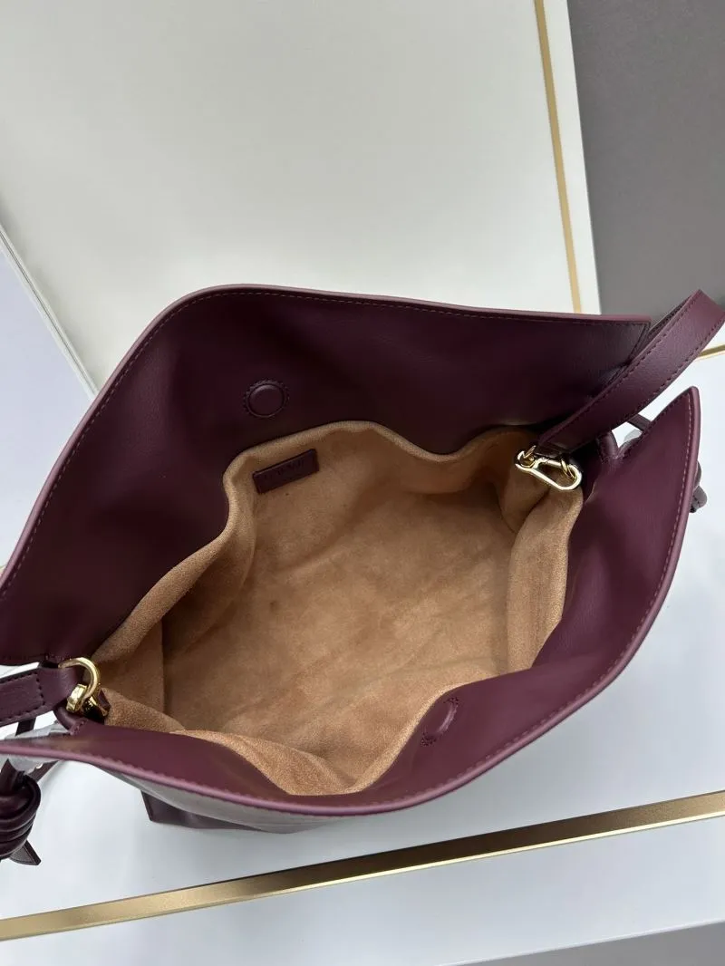 LOEWE Burgundy Leather Satchel Bag S062 - Image 7