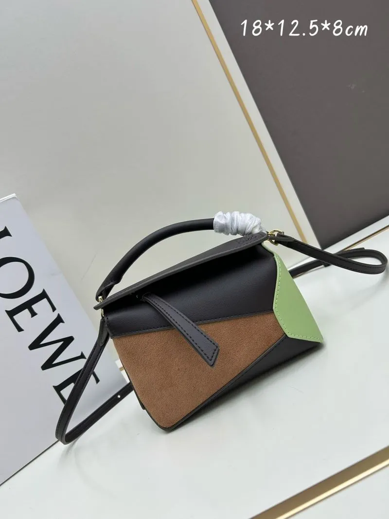 Loewe Colorblock Leather Satchel Bag 862 18x12.5x8cm