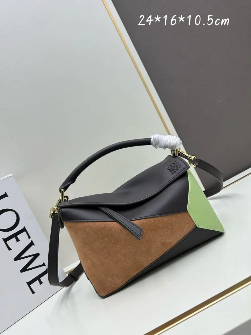Loewe Brown Green Satchel Bag 863
