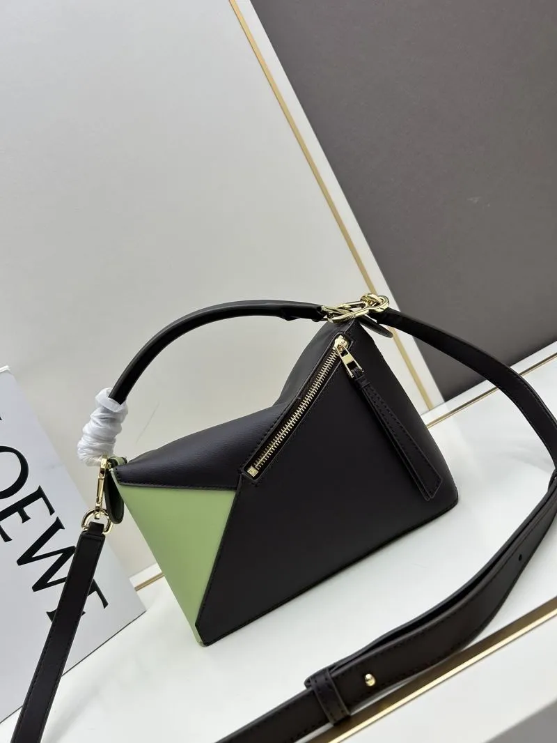 Loewe Brown Green Satchel Bag 863 - Image 3