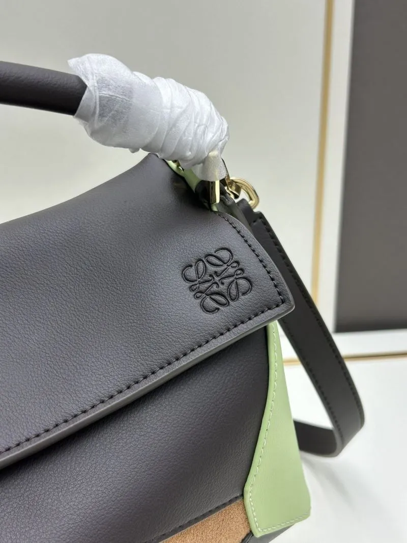Loewe Brown Green Satchel Bag 863 - Image 4