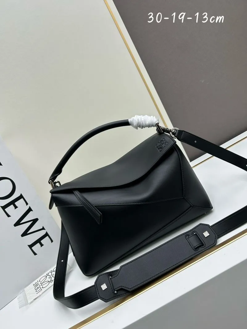 Loewe Black Leather Puzzle Satchel Bag