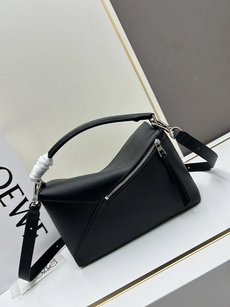 Loewe Black Leather Puzzle Satchel Bag - Image 3