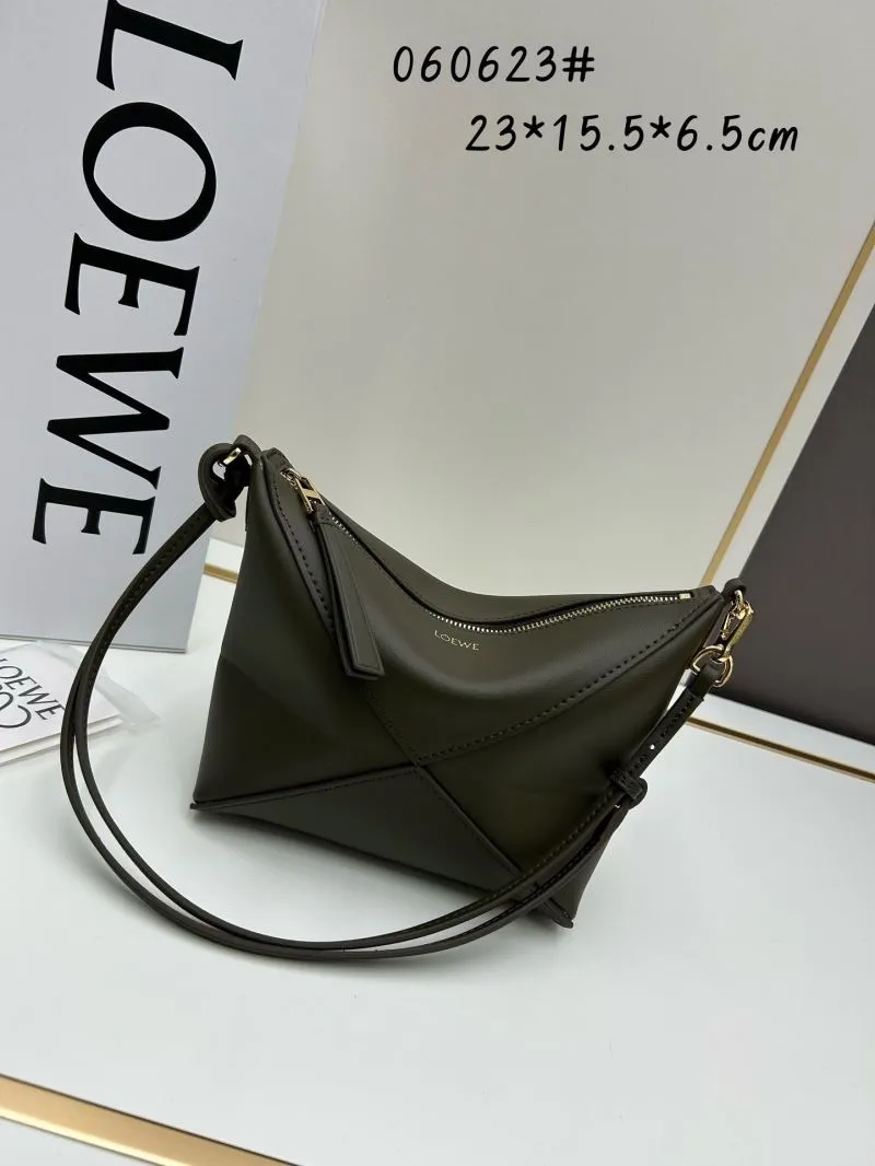 LOEWE Olive Green Crossbody Satchel Bag 060623