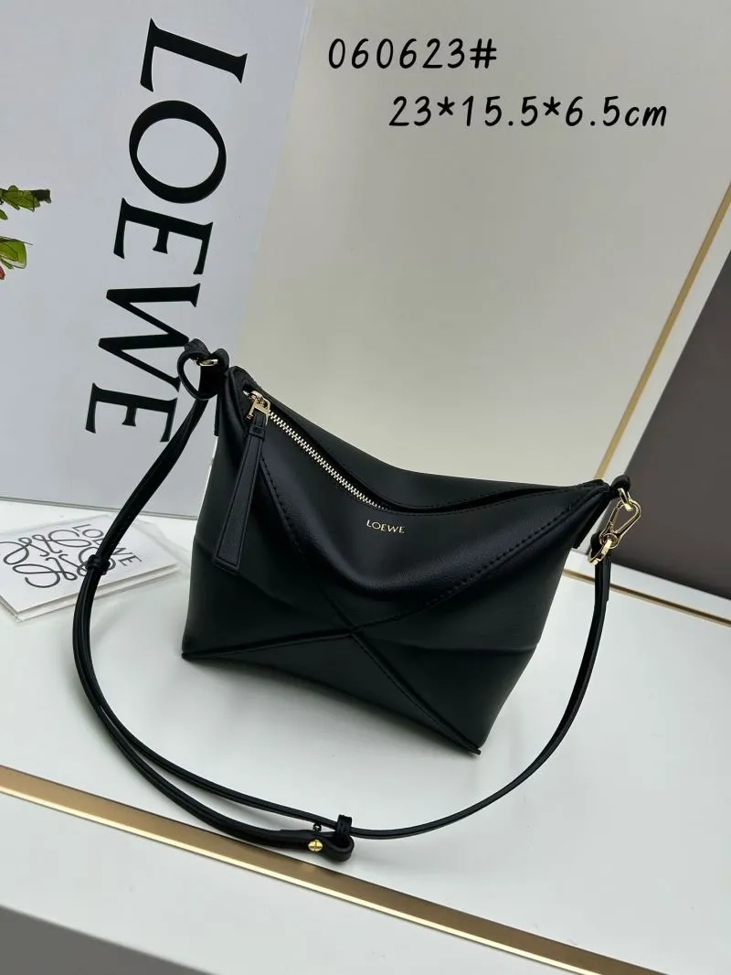 LOEWE Black Leather Satchel Crossbody Bag 060623