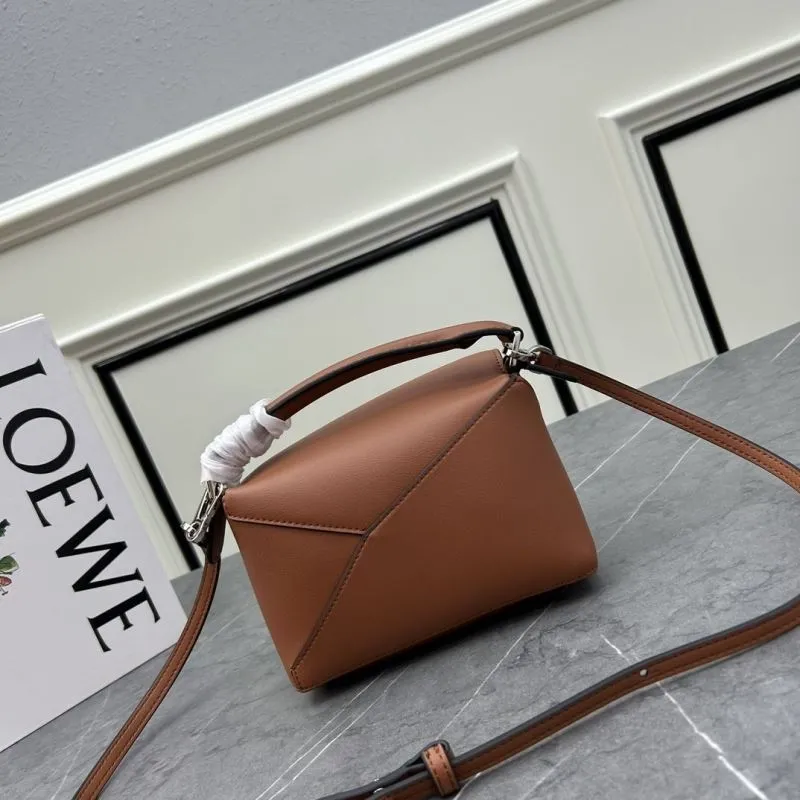 Loewe Brown Leather Satchel Bag 881 - Image 3