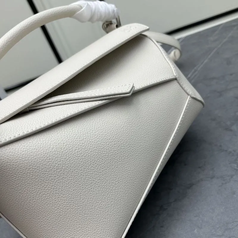 LOEWE Puzzle Ivory Leather Satchel Crossbody Bag - Image 4