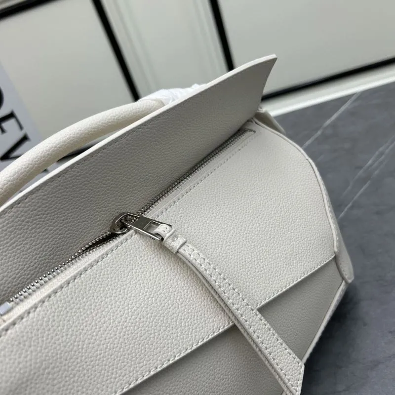 LOEWE Puzzle Ivory Leather Satchel Crossbody Bag - Image 6