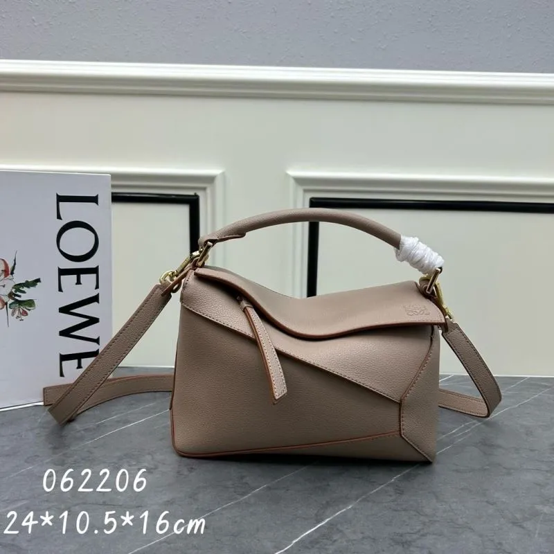 LOEWE Taupe Leather Satchel Bag 889
