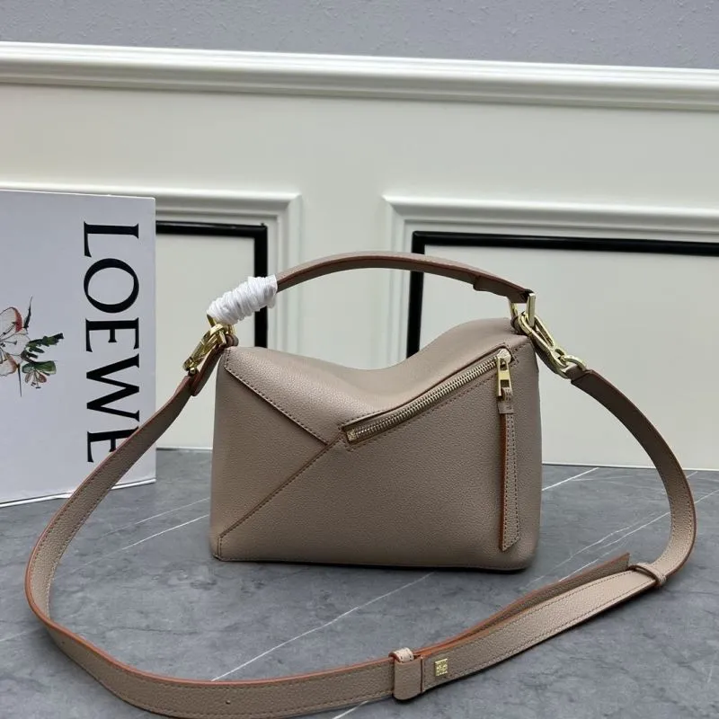 LOEWE Taupe Leather Satchel Bag 889 - Image 3