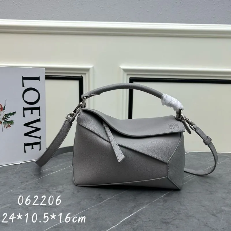 LOEWE Gray Leather Satchel Bag 062206