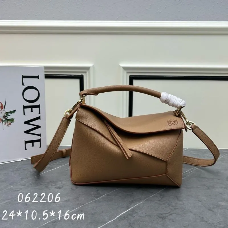 LOEWE Brown Leather Satchel Bag 062206